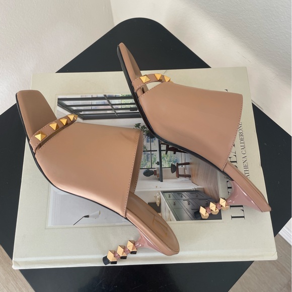 Valentino Rockstud Tower-Heel Mule Sandals - Picture 6 of 8